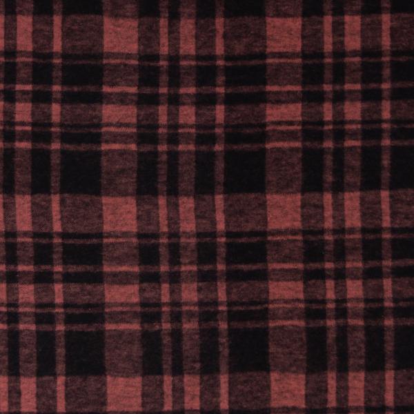 Jacquard Flanell Jersey Karo Schwarz/Terrakotta by Swafing